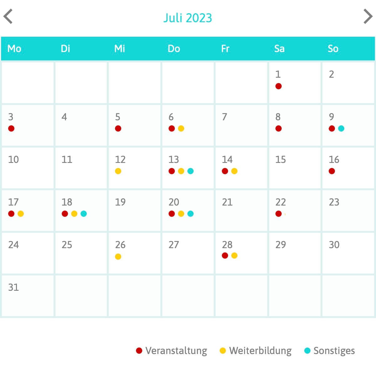 Kalender für Veranstaltungen, Weiterbildungen und mehr für Therapeuten